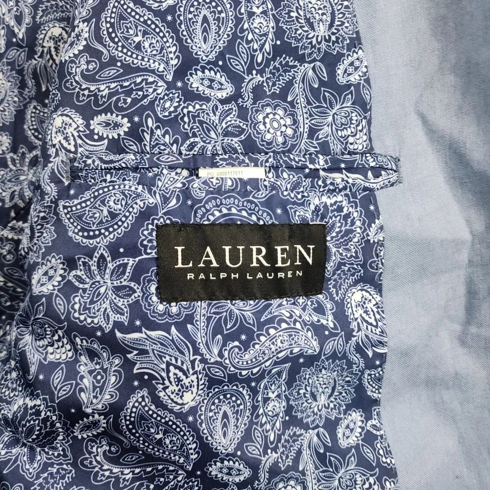 Lauren Ralph Lauren Linen Sport Coat Men's 46R Light Blue Paisley Lining
